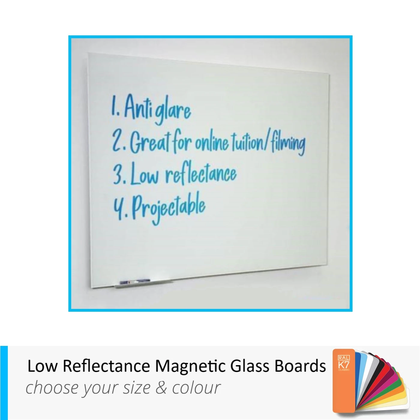 Anti Glare and Low reflectance whiteboard