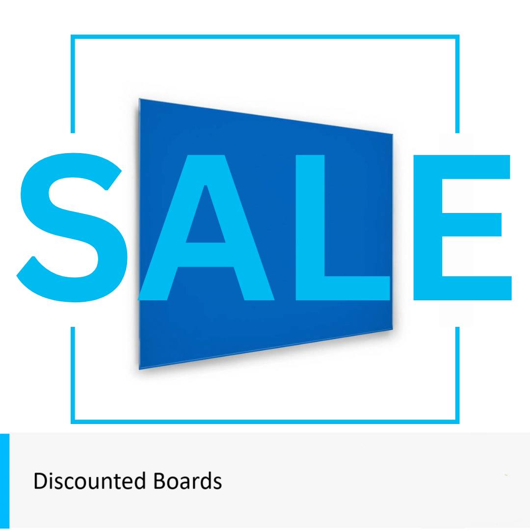 Blue Magnetic glass wipe board in a Sale sign