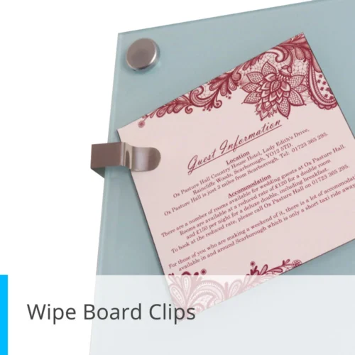 Wipe Board Clip on a frosted board